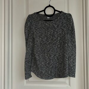 Old Navy Women's Gray Heathered Puff Sleeve Sweater - Crew Neck